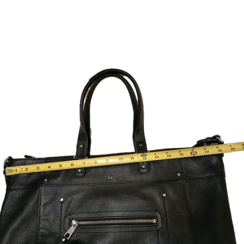 Lauren Ralph Lauren Est. 1967 Black Pebble Leather Lrg Tote Shoulder Slouch Bag - Picture 11 of 16